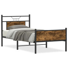 (smoked oak, 80 x 200 cm) vidaXL Bed Frame without Mattress Smoked Oak 90x190 cm Single Engineered Wood