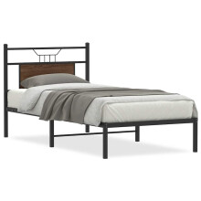 (brown oak, 90 x 190 cm) vidaXL Bed Frame without Mattress Smoked Oak 90x190 cm Single Engineered Wood