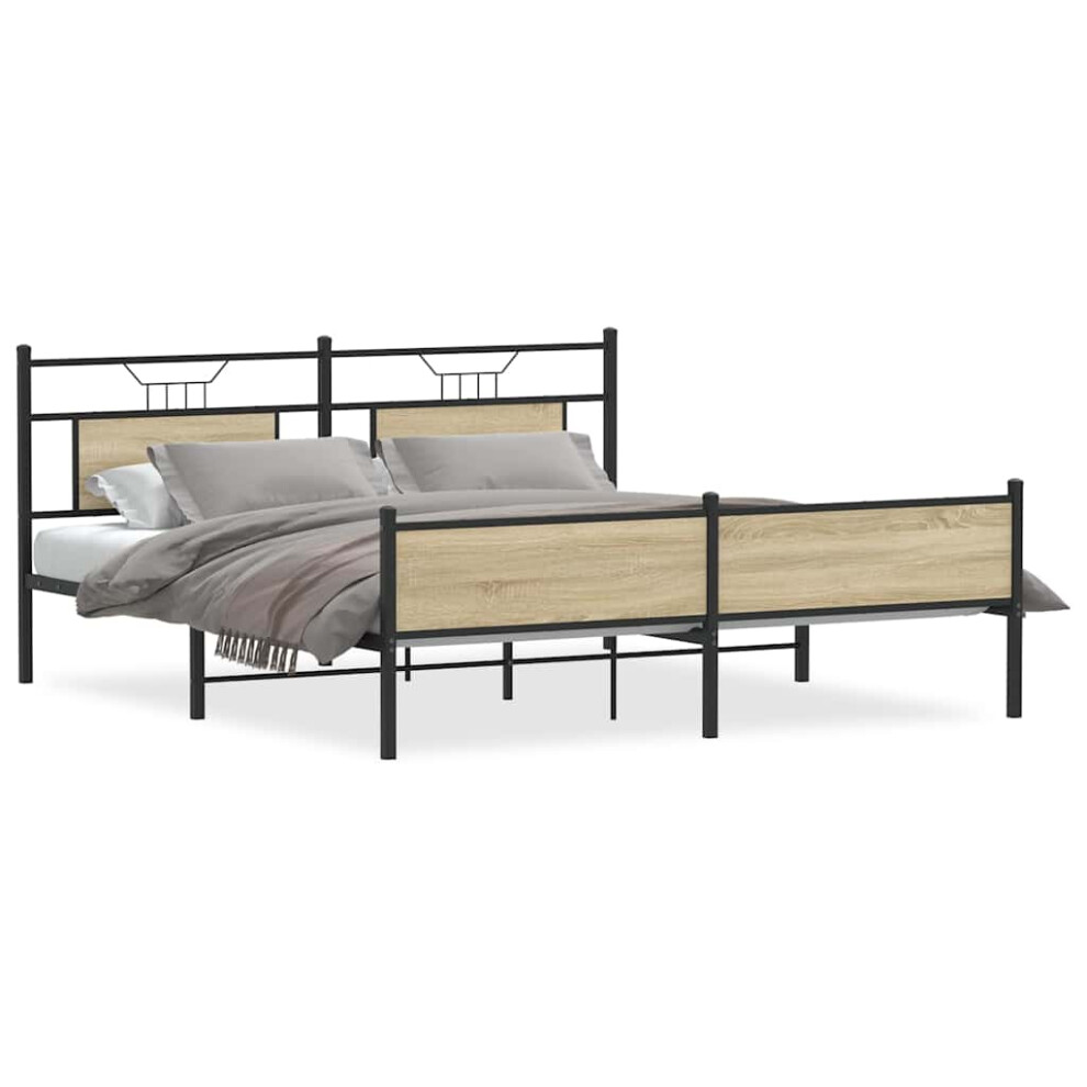 Vidaxl (Sonoma Oak, 160 X 200 Cm) Bed Frame Without Mattress Smoked Oak 90X190 Cm Single Engineered Wood
