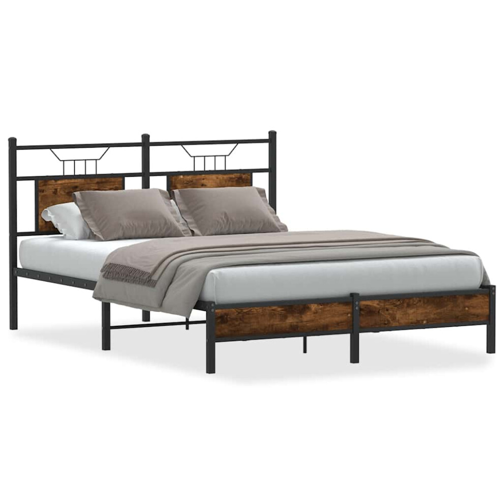 (smoked oak, 140 x 200 cm) vidaXL Bed Frame without Mattress Smoked Oak 90x190 cm Single Engineered Wood