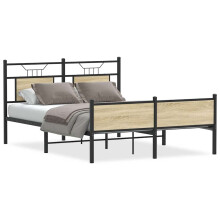 (sonoma oak, 140 x 190 cm) vidaXL Bed Frame without Mattress Smoked Oak 90x190 cm Single Engineered Wood