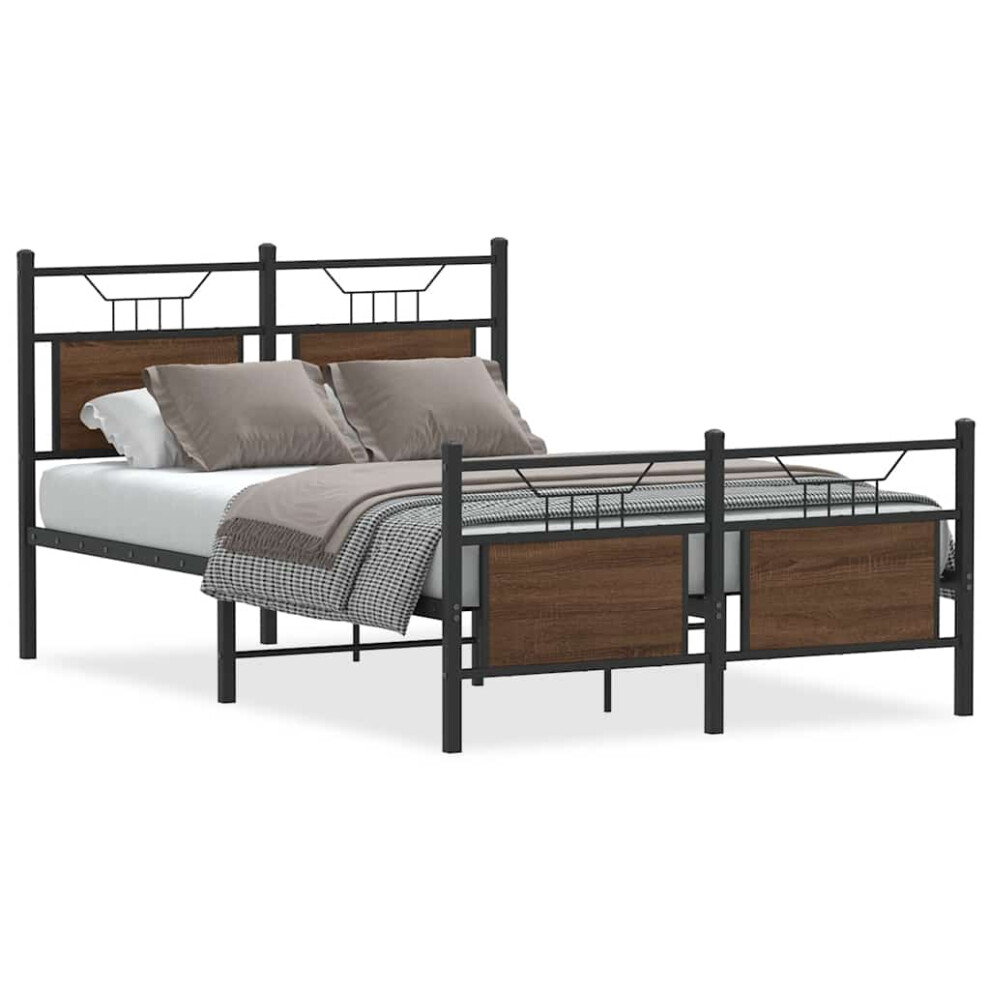 Vidaxl (Brown Oak, 120 X 200 Cm) Bed Frame Without Mattress Smoked Oak 90X190 Cm Single Engineered Wood