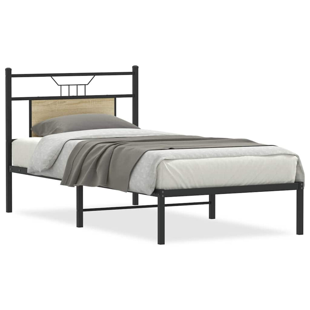 Vidaxl (Sonoma Oak, 90 X 200 Cm) Bed Frame Without Mattress Smoked Oak 90X190 Cm Single Engineered Wood