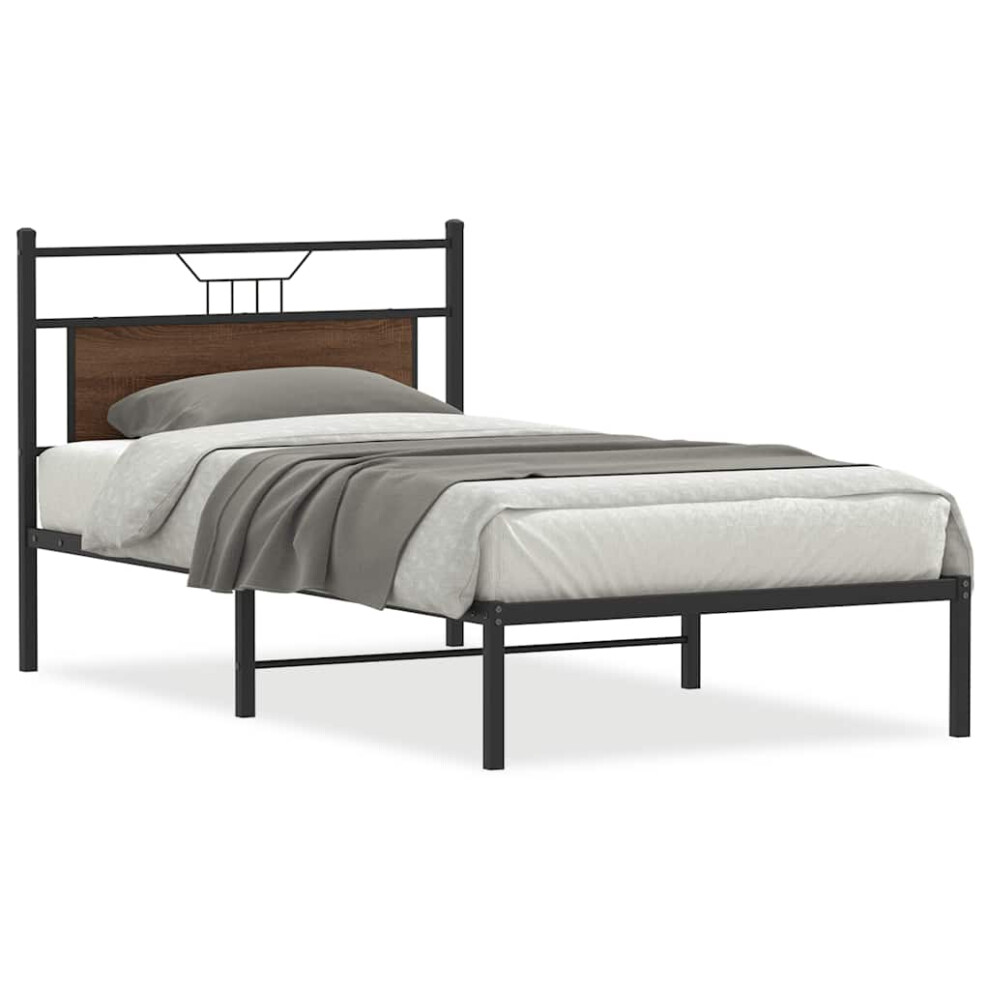 Vidaxl (Brown Oak, 100 X 190 Cm) Bed Frame Without Mattress Smoked Oak 90X190 Cm Single Engineered Wood
