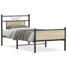 (sonoma oak, 90 x 190 cm) vidaXL Bed Frame without Mattress Smoked Oak 90x190 cm Single Engineered Wood