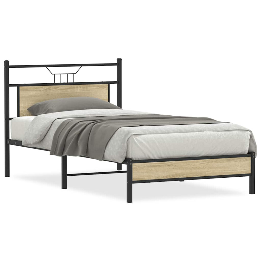 Vidaxl (Sonoma Oak, 100 X 200 Cm) Bed Frame Without Mattress Smoked Oak 90X190 Cm Single Engineered Wood