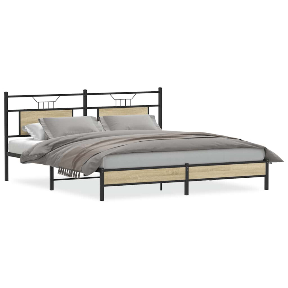 Vidaxl (Sonoma Oak, 160 X 200 Cm) Bed Frame Without Mattress Smoked Oak 90X190 Cm Single Engineered Wood