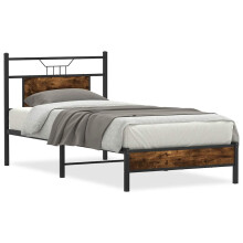 (smoked oak, 90 x 190 cm) vidaXL Bed Frame without Mattress Smoked Oak 90x190 cm Single Engineered Wood