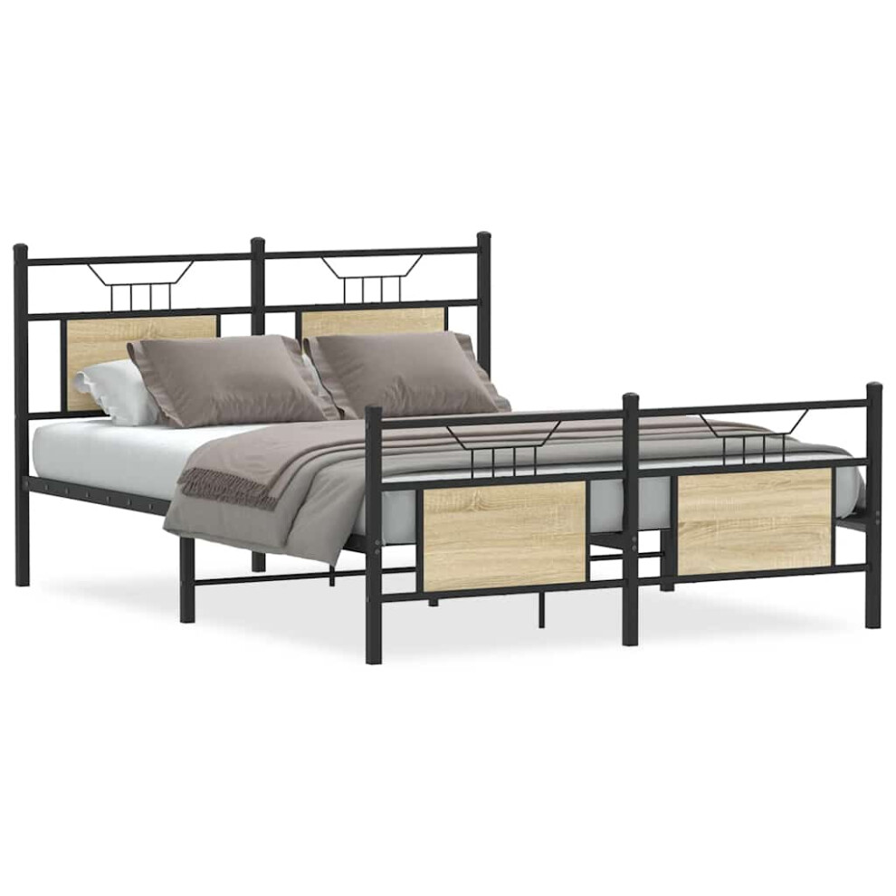 (sonoma oak, 137 x 190 cm) vidaXL Bed Frame without Mattress Smoked Oak 90x190 cm Single Engineered Wood