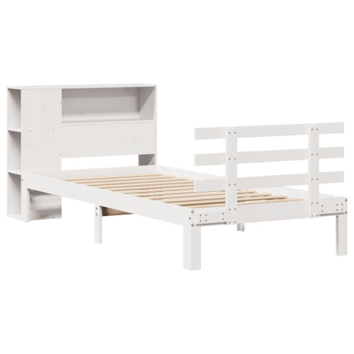 VidaXL vidaXL Bookcase Bed without Mattress Bed White Small Single Solid Wood Pine 2