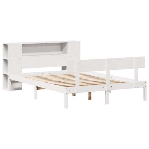 VidaXL vidaXL Bookcase Bed without Mattress Bed White 140x190 cm Solid Wood Pine 2
