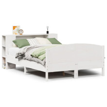 vidaXL Bookcase Bed without Mattress Bed Base White 140x200cm Solid Wood Pine