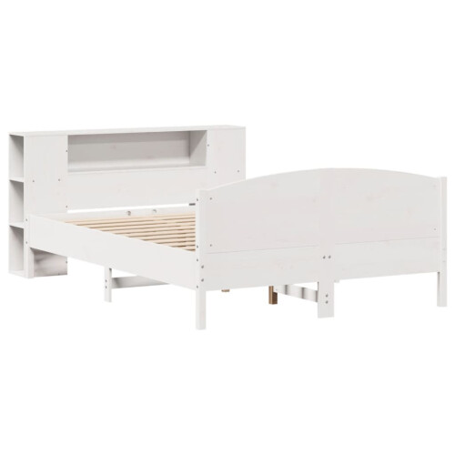 VidaXL vidaXL Bookcase Bed without Mattress Bed Base White 140x200cm Solid Wood Pine 2