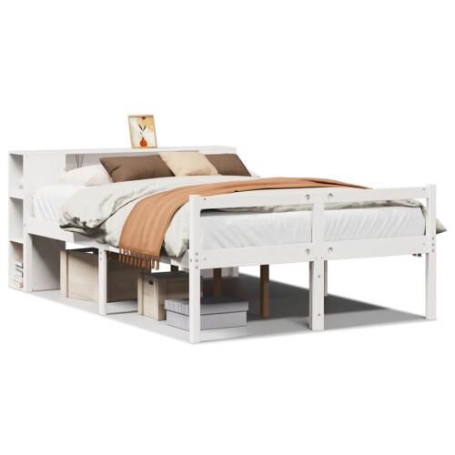 VidaXL vidaXL Bookcase Bed without Mattress Bed White 140x190 cm Solid Wood Pine
