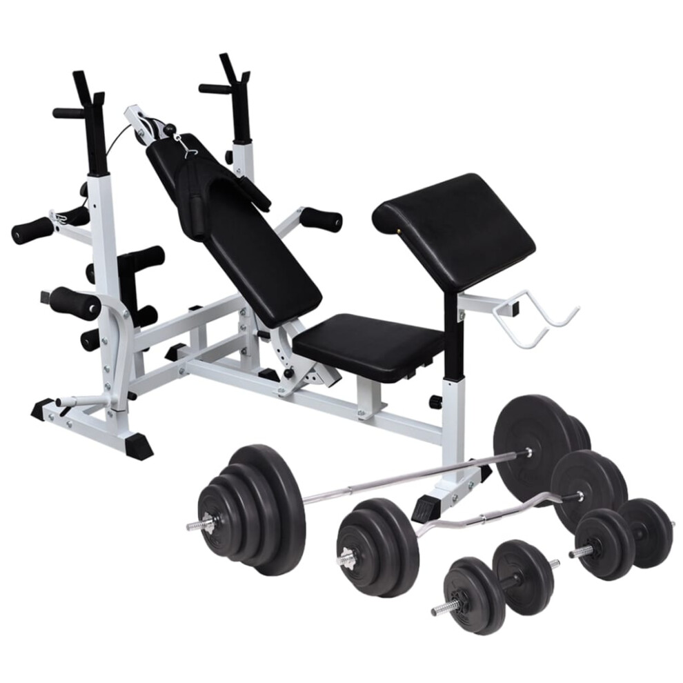 Vidaxl Weight Bench With Weight Rack Barbell And Dumbbell Set 120Kg Fitness