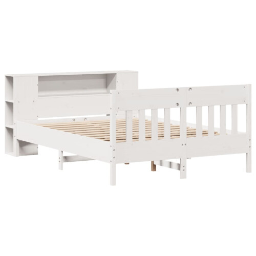 VidaXL vidaXL Bookcase Bed without Mattress Bed Base White 140x190cm Solid Wood Pine 2