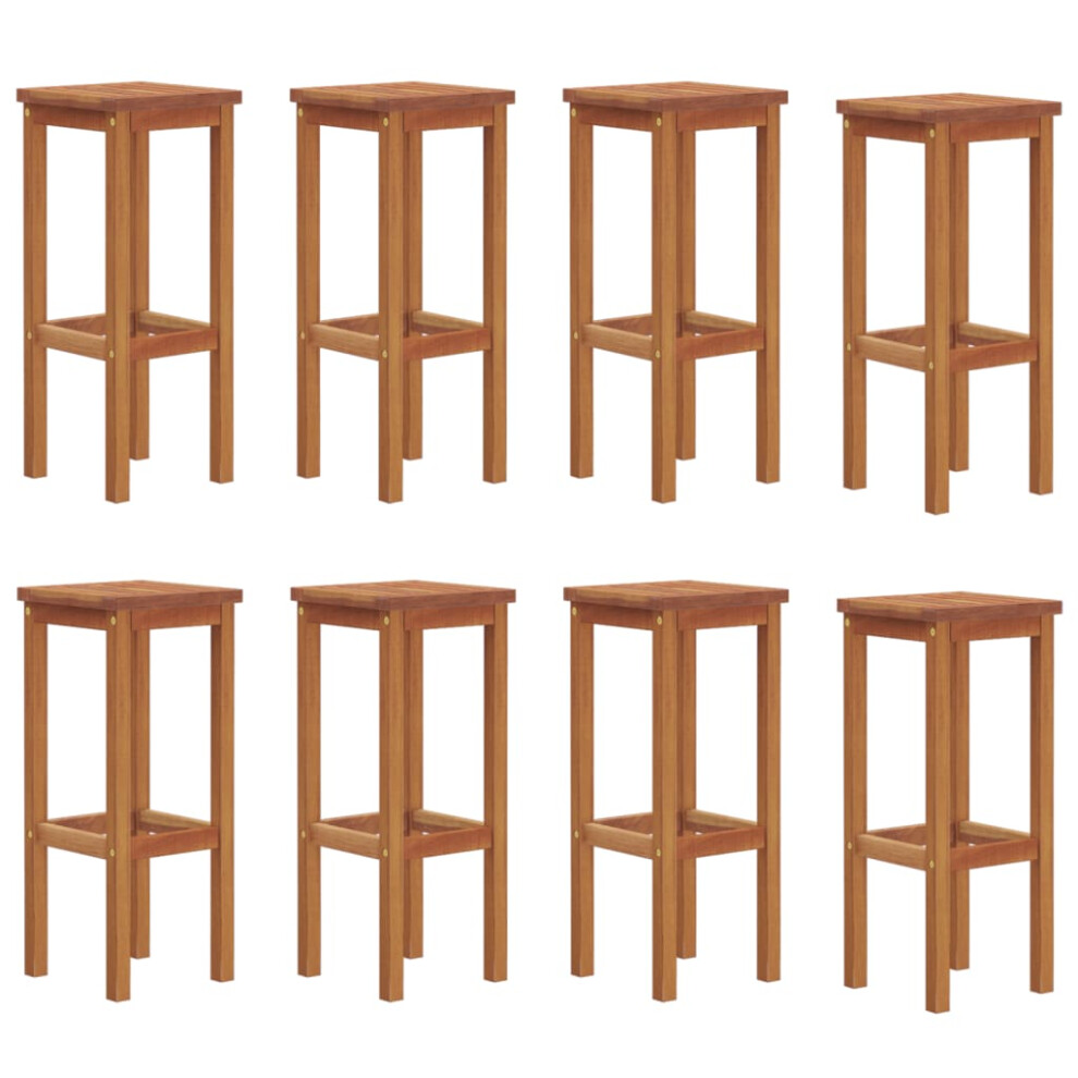 vidaXL 8x Solid Wood Acacia Bar Stools Kitchen Wooden Bistro Chair Pub Stool