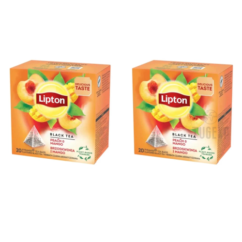 2 x LIPTON Black Tea Peach & Mango 20 Pyramids Bags