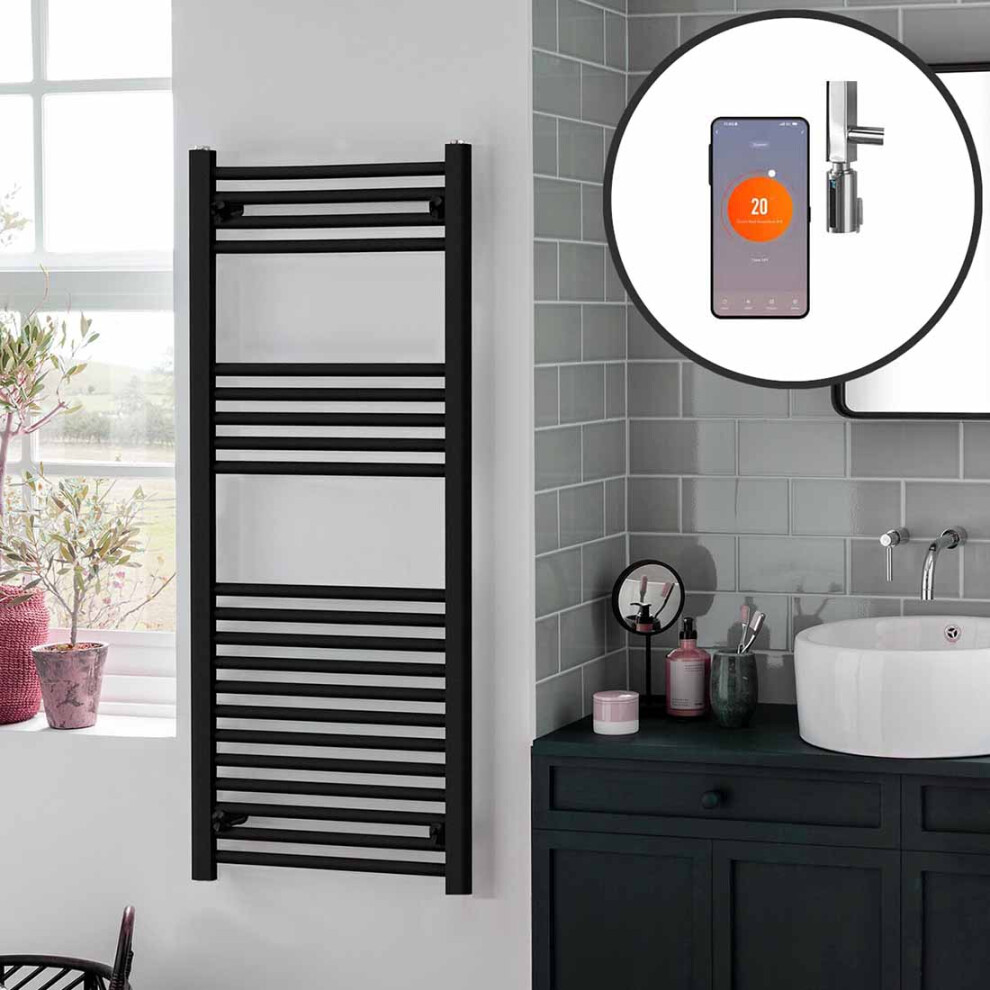 (500 x 1500 mm) Bray Wifi Electric Heated Towel Rail, Black