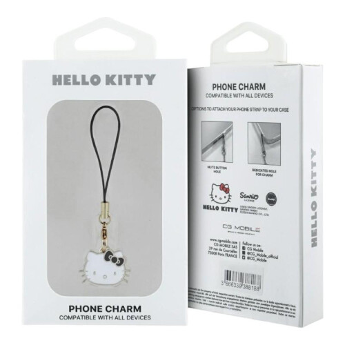 Hello Kitty Hello Kitty Phone Strap Kitty Cute Head Charm Black - HKCPMKHK 2