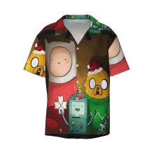 (Merry Christmas_6561) Men's Hawaiian Shirts Cuban Collar Vintage Bowling Short Sleeve Button Down Beach Shirt Casual Summer Vacation Wear Retro Tee