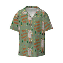 (Merry Christmas Shitter's Full_5919) Men's Hawaiian Shirts Cuban Collar Vintage Bowling Short Sleeve Button Down Beach Shirt Casual Summer Vacation Wear Retro Tee