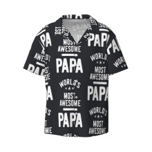 (Mens World's Most Awesome Papa Father Gift_13107) Men's Hawaiian Shirts Cuban Collar Vintage Bowling Short Sleeve Button Down Beach Shirt Casual Summer Vacation Wear Retro Tee