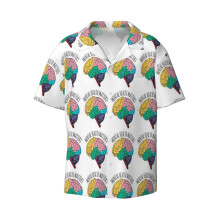 (MENTAL HEALTH MATTERS_11304) Men's Hawaiian Shirts Cuban Collar Vintage Bowling Short Sleeve Button Down Beach Shirt Casual Summer Vacation Wear Retro Tee