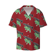 (Meet Me Under The MISSILE TOAD! (mistletoe) Funny Pun Design_10833) Men's Hawaiian Shirts Cuban Collar Vintage Bowling Short Sleeve Button Down Beach Shirt Casual Summer Vacation Wear Retro Tee