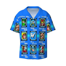 (Megaman 2 Level Screen_23401) Men's Hawaiian Shirts Cuban Collar Vintage Bowling Short Sleeve Button Down Beach Shirt Casual Summer Vacation Wear Retro Tee