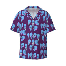 (Megamind_22146) Men's Hawaiian Shirts Cuban Collar Vintage Bowling Short Sleeve Button Down Beach Shirt Casual Summer Vacation Wear Retro Tee