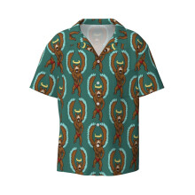 (Mega Bidoof_11858) Men's Hawaiian Shirts Cuban Collar Vintage Bowling Short Sleeve Button Down Beach Shirt Casual Summer Vacation Wear Retro Tee