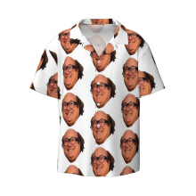 (Danny DeVito Prism_23110) Men's Hawaiian Shirts Cuban Collar Vintage Bowling Short Sleeve Button Down Beach Shirt Casual Summer Vacation Wear Retro Tee