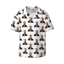 (Daddy Phil Graphic _4062) Men's Hawaiian Shirts Cuban Collar Vintage Bowling Short Sleeve Button Down Beach Shirt Casual Summer Vacation Wear Retro Tee
