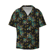 (Dan Flashes _5367) Men's Hawaiian Shirts Cuban Collar Vintage Bowling Short Sleeve Button Down Beach Shirt Casual Summer Vacation Wear Retro Tee