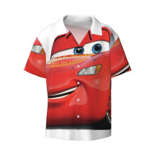 (Lightning McQueen Merchandise_12273) Men's Hawaiian Shirts Cuban Collar Vintage Bowling Short Sleeve Button Down Beach Shirt Casual Summer Vacation Wear Retro Tee