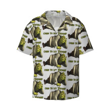 (Come To My Swamp - Shrek_5029) Men's Hawaiian Shirts Cuban Collar Vintage Bowling Short Sleeve Button Down Beach Shirt Casual Summer Vacation Wear Retro Tee