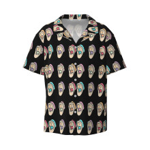 (Colourful Hearing Aid Ears_5989) Men's Hawaiian Shirts Cuban Collar Vintage Bowling Short Sleeve Button Down Beach Shirt Casual Summer Vacation Wear Retro Tee