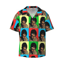 (Columbo Art_9458) Men's Hawaiian Shirts Cuban Collar Vintage Bowling Short Sleeve Button Down Beach Shirt Casual Summer Vacation Wear Retro Tee