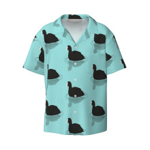 (Common Coot Vector_6402) Men's Hawaiian Shirts Cuban Collar Vintage Bowling Short Sleeve Button Down Beach Shirt Casual Summer Vacation Wear Retro Tee