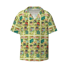 (Schitt's Creek Town Map_5256) Men's Hawaiian Shirts Cuban Collar Vintage Bowling Short Sleeve Button Down Beach Shirt Casual Summer Vacation Wear Retro Tee