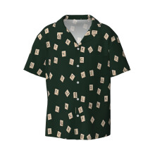 (Scrabble_9097) Men's Hawaiian Shirts Cuban Collar Vintage Bowling Short Sleeve Button Down Beach Shirt Casual Summer Vacation Wear Retro Tee