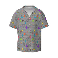 (Science And Chemistry_6736) Men's Hawaiian Shirts Cuban Collar Vintage Bowling Short Sleeve Button Down Beach Shirt Casual Summer Vacation Wear Retro Tee
