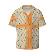 (Scrabble_6376) Men's Hawaiian Shirts Cuban Collar Vintage Bowling Short Sleeve Button Down Beach Shirt Casual Summer Vacation Wear Retro Tee