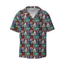 (Scrubs Virtual Hangout_11044) Men's Hawaiian Shirts Cuban Collar Vintage Bowling Short Sleeve Button Down Beach Shirt Casual Summer Vacation Wear Retro Tee