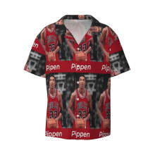(Scottie Pippen_14304) Men's Hawaiian Shirts Cuban Collar Vintage Bowling Short Sleeve Button Down Beach Shirt Casual Summer Vacation Wear Retro Tee