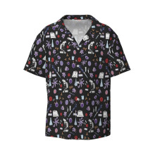 (Science ! (Dark)_10592) Men's Hawaiian Shirts Cuban Collar Vintage Bowling Short Sleeve Button Down Beach Shirt Casual Summer Vacation Wear Retro Tee