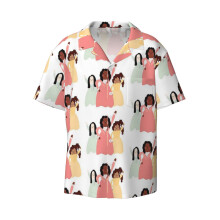 (Schuyler Sisters_9742) Men's Hawaiian Shirts Cuban Collar Vintage Bowling Short Sleeve Button Down Beach Shirt Casual Summer Vacation Wear Retro Tee
