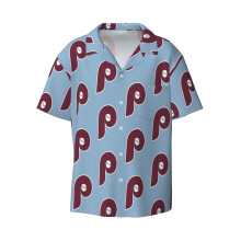 (Phillies The Bell_11110) Men's Hawaiian Shirts Cuban Collar Vintage Bowling Short Sleeve Button Down Beach Shirt Casual Summer Vacation Wear Retro Tee