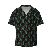 (Scottish Bagpipe Green_8066) Men's Hawaiian Shirts Cuban Collar Vintage Bowling Short Sleeve Button Down Beach Shirt Casual Summer Vacation Wear Retro Tee